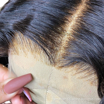 AMZHAIR Lace Frontal Wig Vendor Pre Plucked Indian Virgin Cuticle Aligned Human Hair Full HD Lace Closure Front Wig Wholesale